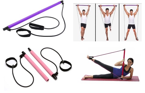 מוט אימון פילאטיס עם רצועות התנגדות – תמונה 2